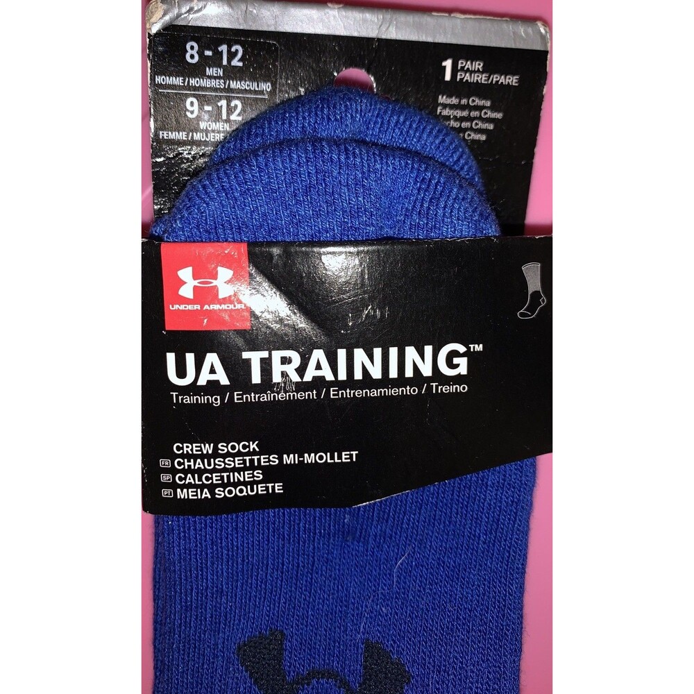 Under Armour UA Training NEW Blue Training Crew Socks Mens Size 8-12 Wmns 9-12